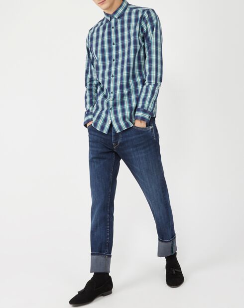 Chemise droite à carreaux Chandler bleue