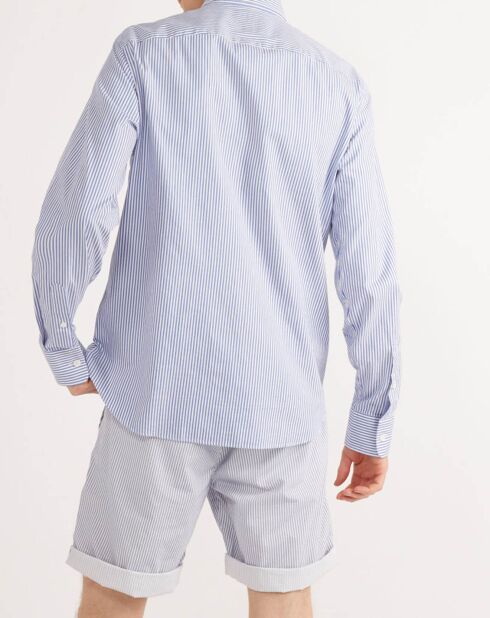 Chemise droite Stripe Oxford bleu marine/blanc