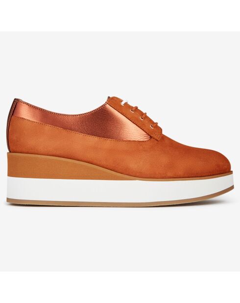 Derbies en Velours de Cuir Fom camel - Talon 5.5 cm