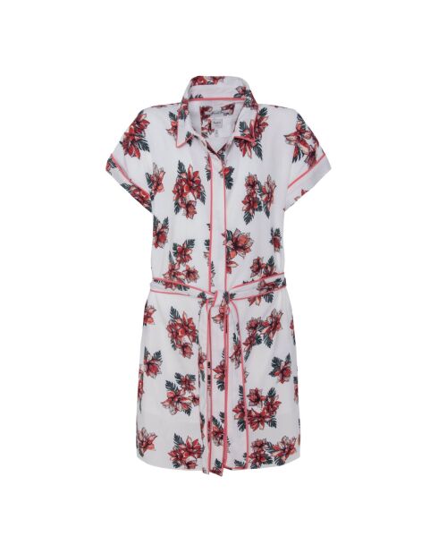 Robe Jojo fleurie blanc/rouge