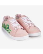 Sneakers en Velours de Cuir Faleaf roses