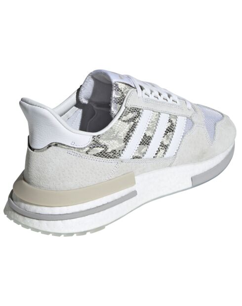 Baskets en Velours de Cuir & Mesh Zx 500 RM snake print blanc/beige