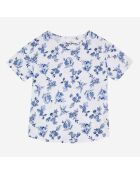 T-Shirt fleuri en Coton mélangé bleu