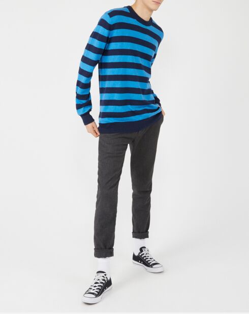 Pull en Coton, Laine & Cachemire Warren bleu