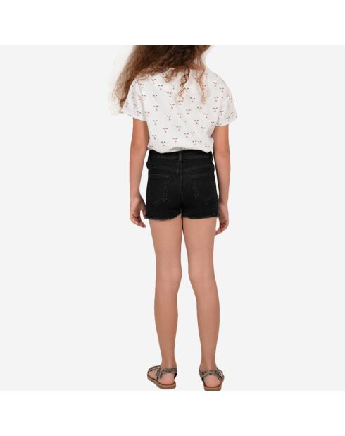 Short en Coton mélangé à franges noir