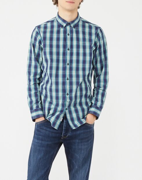 Chemise droite à carreaux Chandler bleue