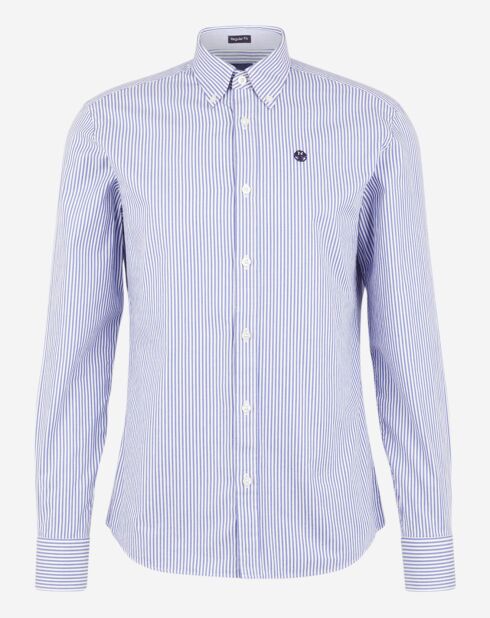 Chemise droite Stripe Oxford bleu marine/blanc