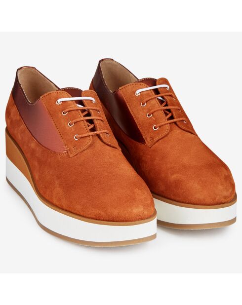 Derbies en Velours de Cuir Fom camel - Talon 5.5 cm