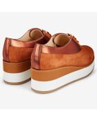 Derbies en Velours de Cuir Fom camel - Talon 5.5 cm