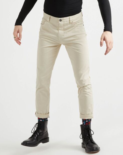 Pantalon 5 poches Gabard beige clair