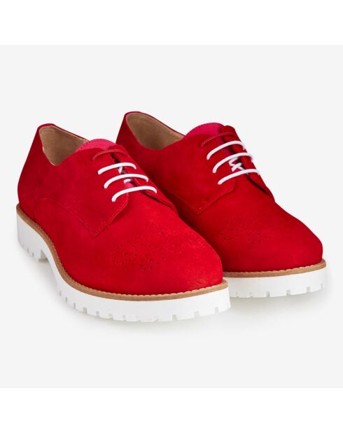 Derbies en Velours de Cuir Foilou rouges