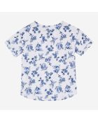 T-Shirt fleuri en Coton mélangé bleu