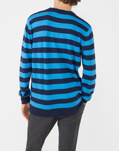 Pull en Coton, Laine & Cachemire Warren bleu