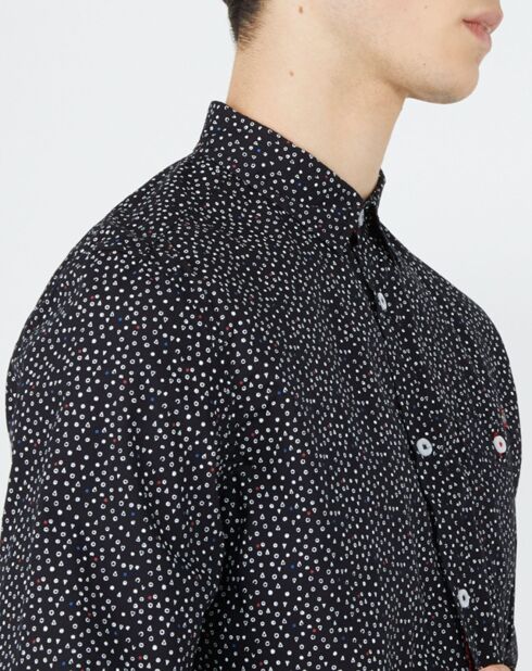 Regular-Fit-Hemd mit Aufdruck in Schwarz/Weiß