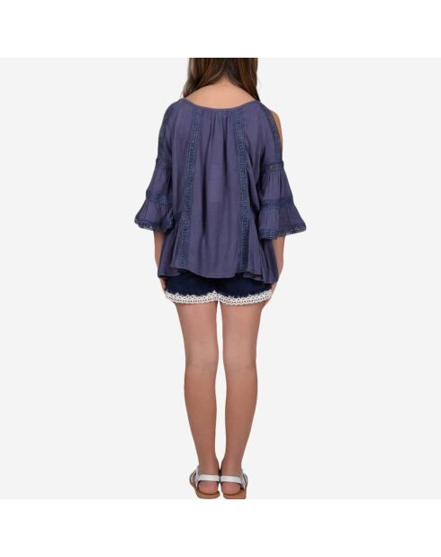 Tunique ample à manches évasées bleu marine