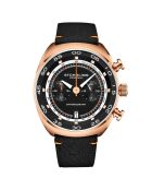 Montre Homme en Cuir Quartz Monaco noir/rosé