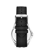 Schwarze Aviator Quarzuhr aus Leder für Herren