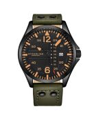Montre Homme en Cuir Quartz  Aviator  verte
