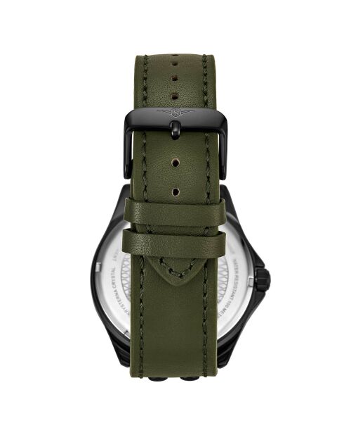 Montre Homme en Cuir Quartz  Aviator  verte