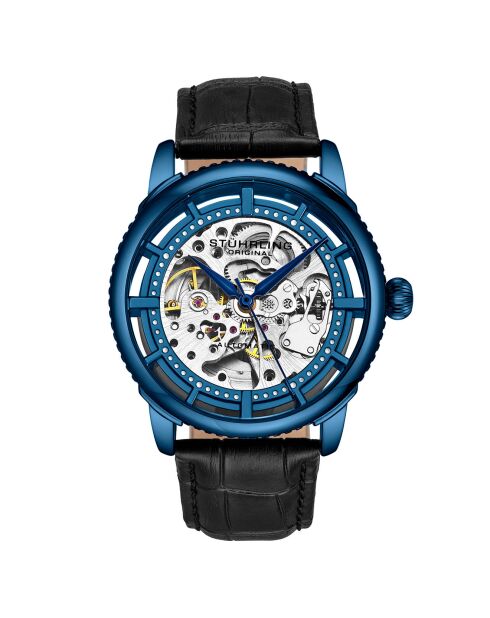 Legacy Automatic Herrenuhr aus Leder in Schwarz/Blau