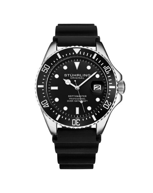 Quarzuhr für Herren — Aquadiver aus schwarz/silbernem Silikon