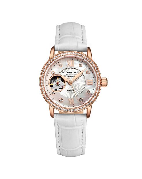 Montre Femme en Cuir Automatique Legacy blanc/rosé