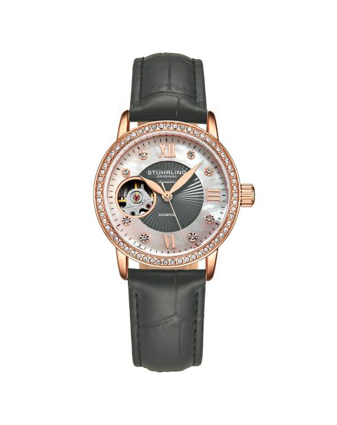 Montre Femme en Cuir Automatique Legacy noir/rosé