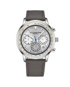 Montre Homme en Cuir Quartz Monaco argenté/gris