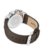 Montre Homme en Cuir Quartz Monaco argenté/gris