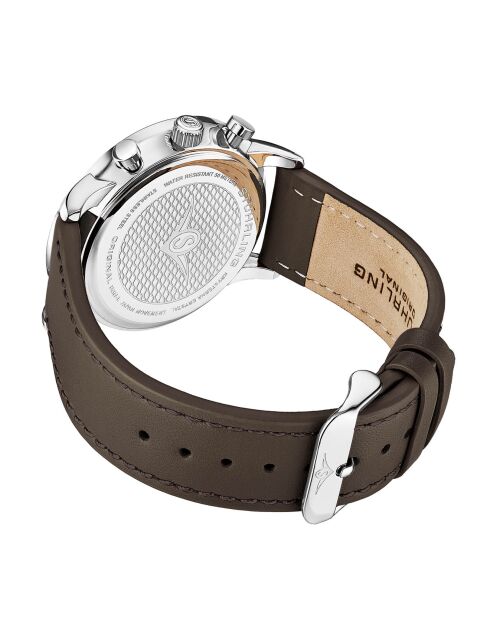Montre Homme en Cuir Quartz Monaco argenté/gris