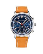 Montre Homme en Cuir Quartz Monaco camel/argenté