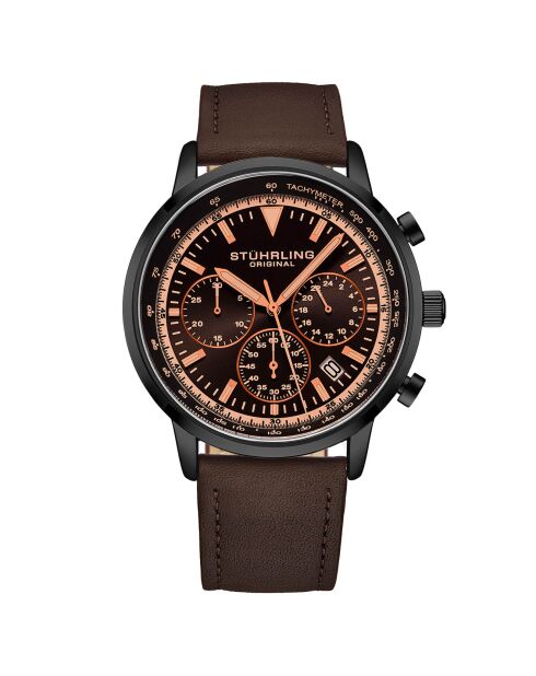 Montre Homme en Cuir Quartz  Monaco marron