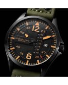 Montre Homme en Cuir Quartz  Aviator  verte
