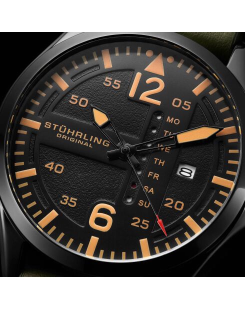 Montre Homme en Cuir Quartz  Aviator  verte
