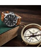 Montre Homme en Cuir Quartz  Aviator  marron/noir