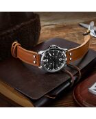 Montre Homme en Cuir Quartz  Aviator  marron/noir