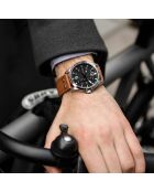 Montre Homme en Cuir Quartz  Aviator  marron/noir