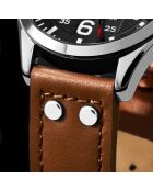 Montre Homme en Cuir Quartz  Aviator  marron/noir