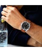 Montre Homme en Cuir Quartz  Aviator  marron/noir