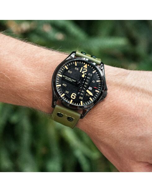 Montre Homme en Cuir Quartz  Aviator  verte