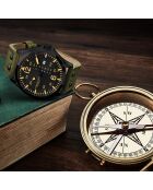 Montre Homme en Cuir Quartz  Aviator  verte