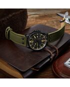 Montre Homme en Cuir Quartz  Aviator  verte