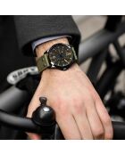 Montre Homme en Cuir Quartz  Aviator  verte