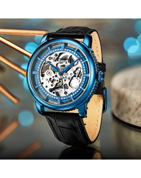 Legacy Automatic Herrenuhr aus Leder in Schwarz/Blau