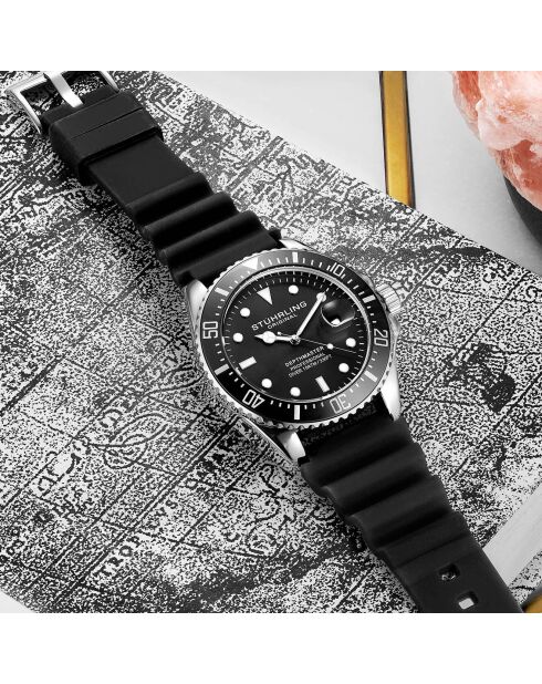 Quarzuhr für Herren — Aquadiver aus schwarz/silbernem Silikon