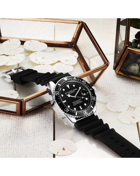 Quarzuhr für Herren — Aquadiver aus schwarz/silbernem Silikon