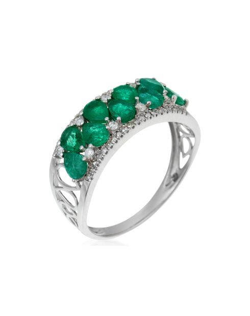 Koh Lipe Ring aus 0,20 Karat Diamanten und 1,8 Karat Smaragd-Weißgold