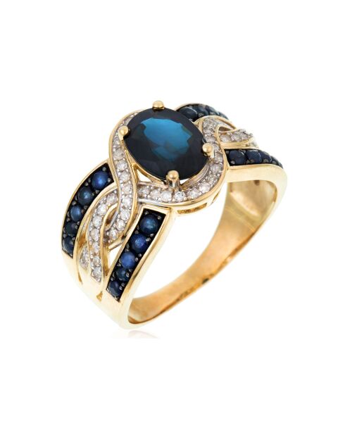 Dakan 0.27ct diamant- en 2.69ct saffiergeelgouden ring