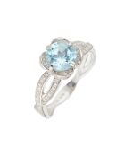 Bague Fleur de Moi Topaze Bleue 1.54ct Diamants 0.34ct Or Blanc