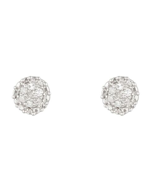 Boucles d'oreilles Round Stud Diamants 0.02ct or blanc